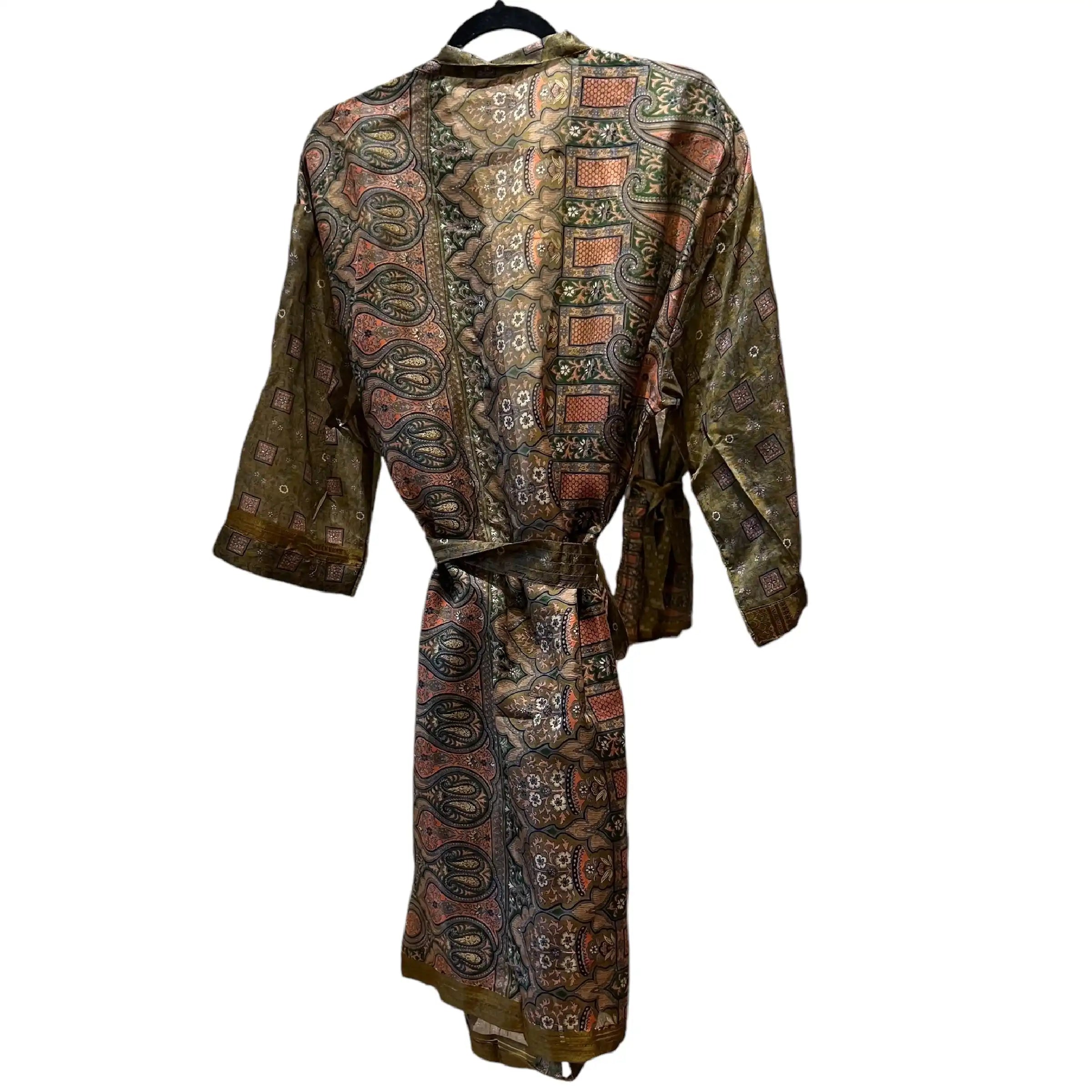 Silke kimono med lomme