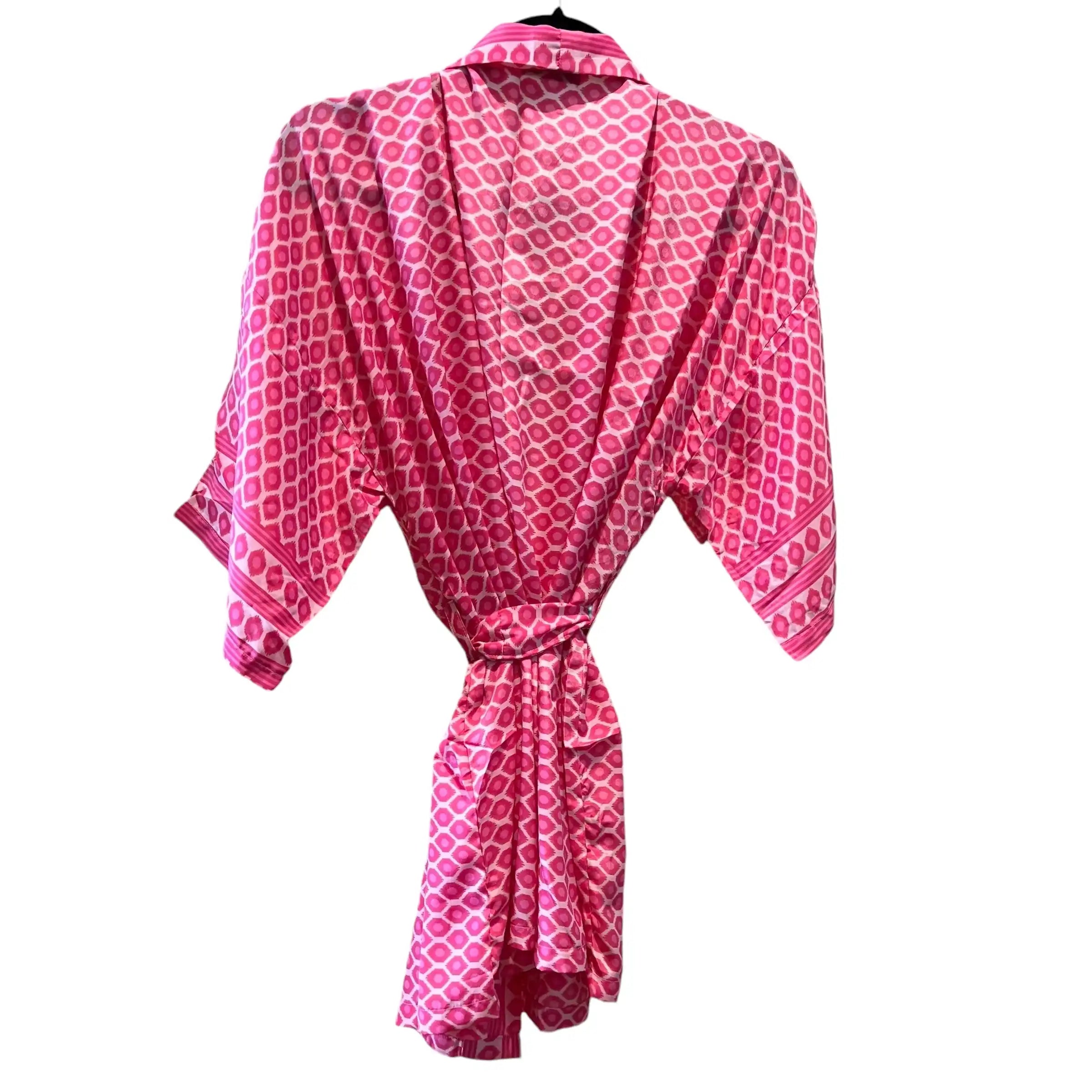 Kort silke kimono med bælte