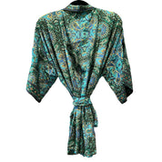 Kort silke kimono med bælte