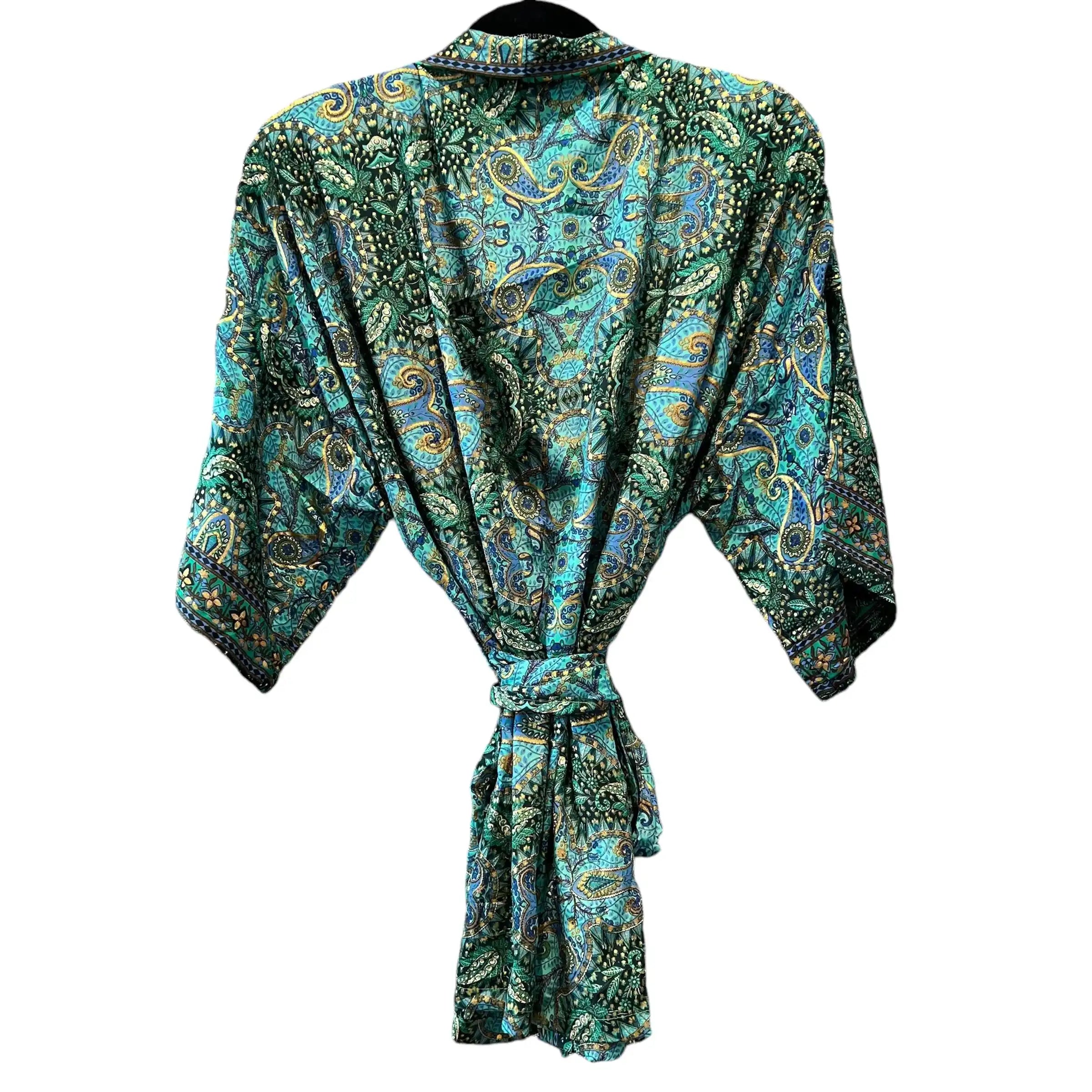 Kort silke kimono med bælte