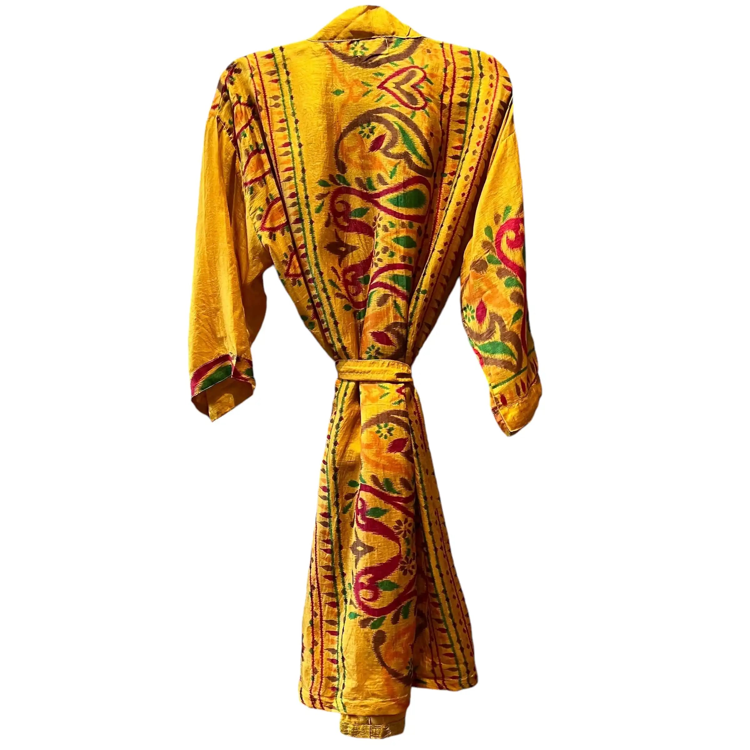 Silke kimono med lomme