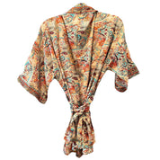 Kort silke kimono med bælte