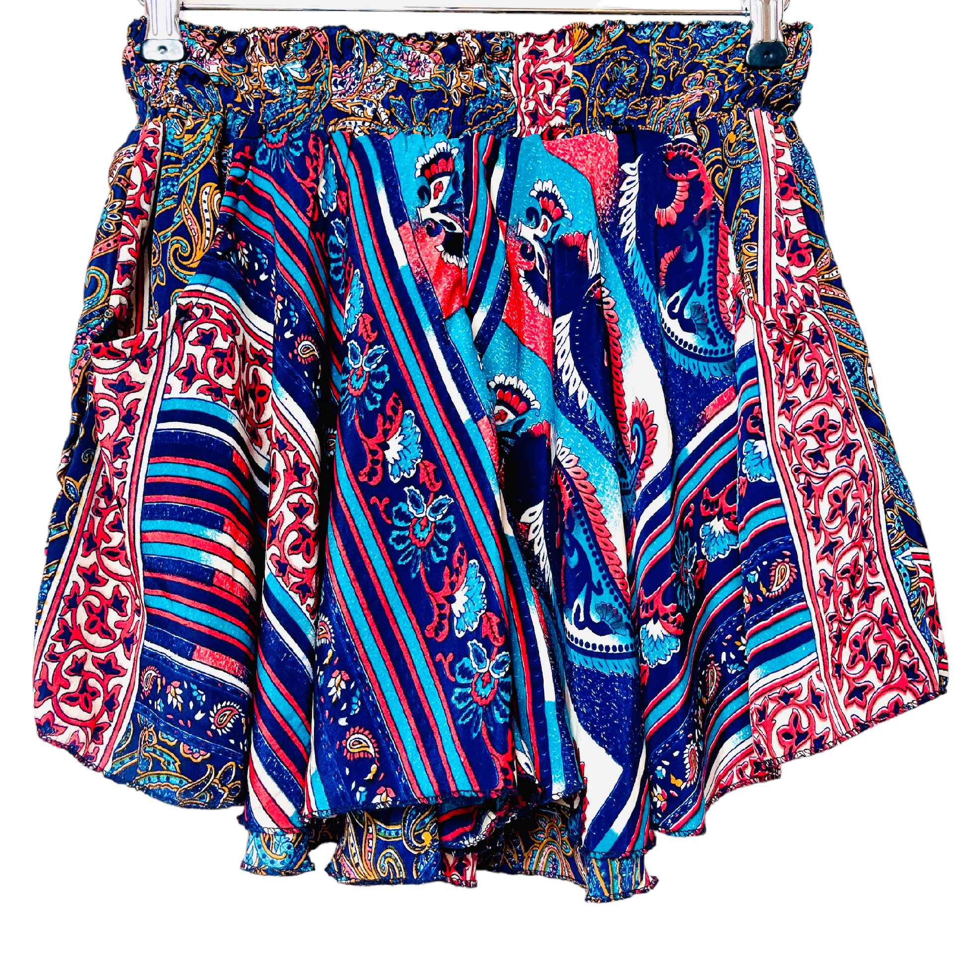 Shortsnederdel med lomme i silke str. S/M