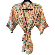 Kort silke kimono med bælte