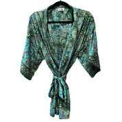 Kort silke kimono med bælte