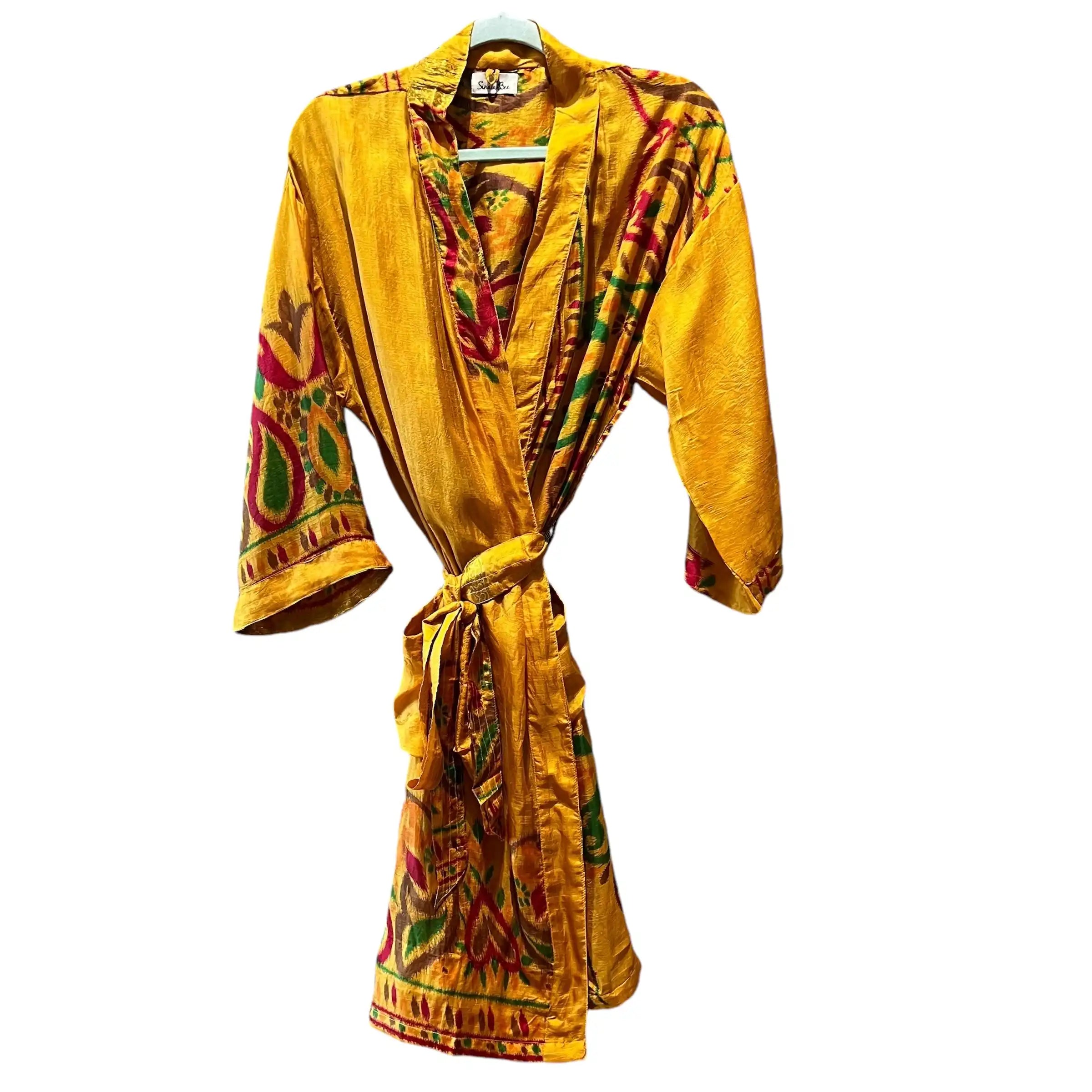 Silke kimono med lomme