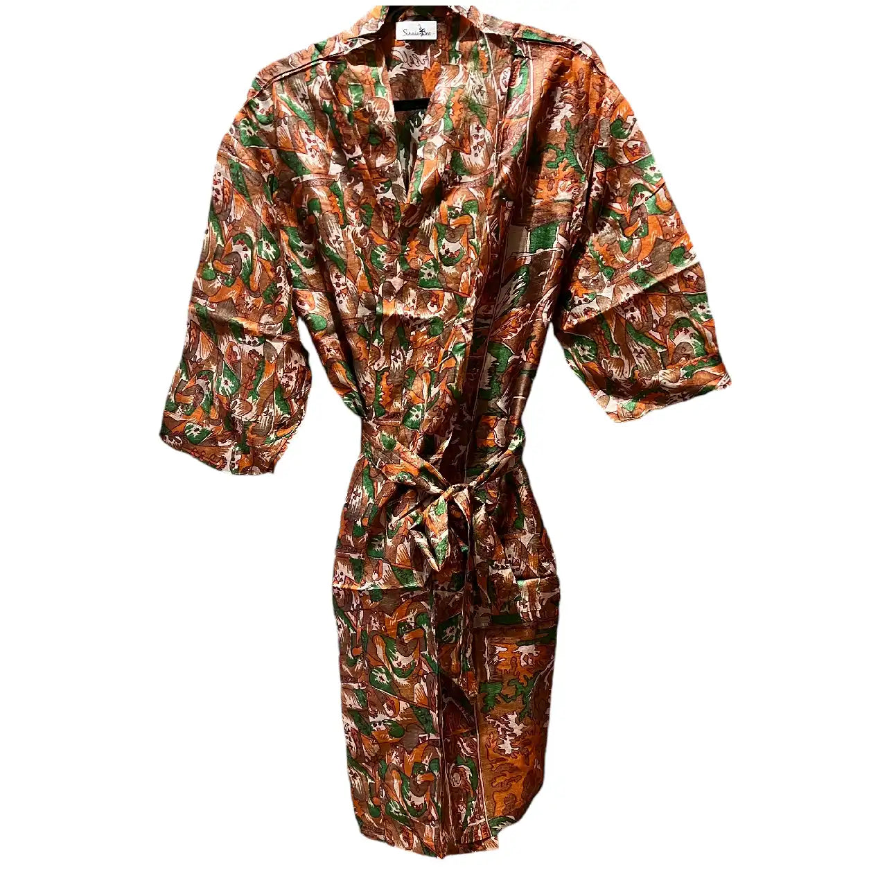 Silke kimono med lomme