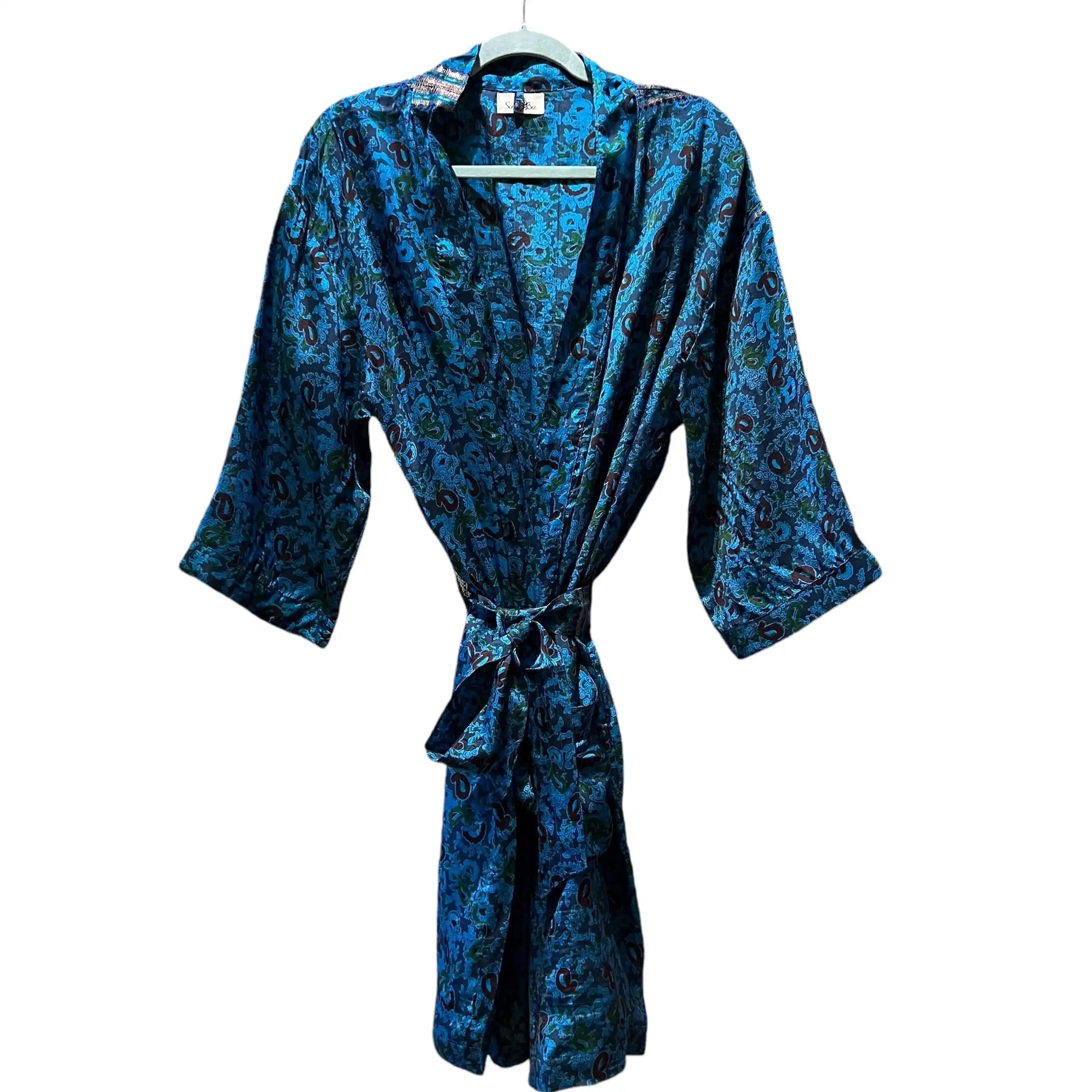 Silke kimono med lomme