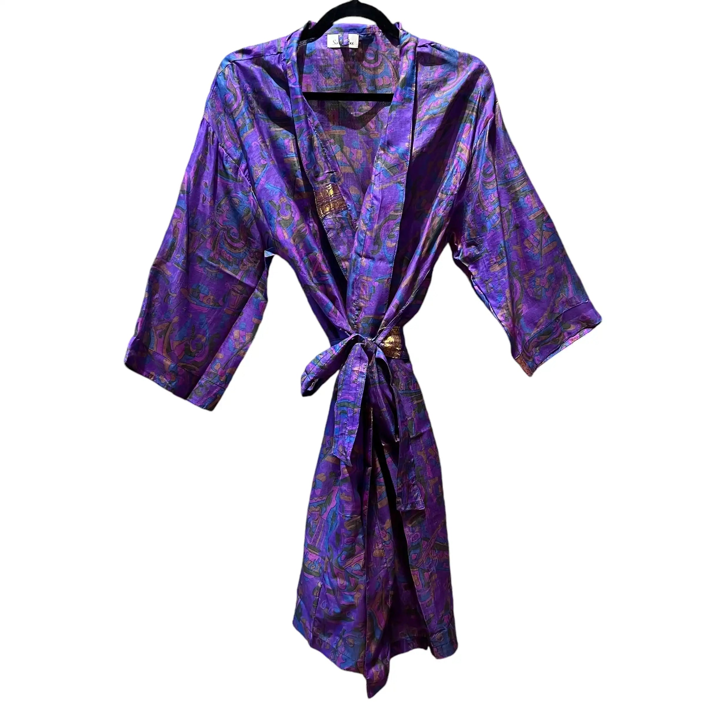 Silke kimono med lomme