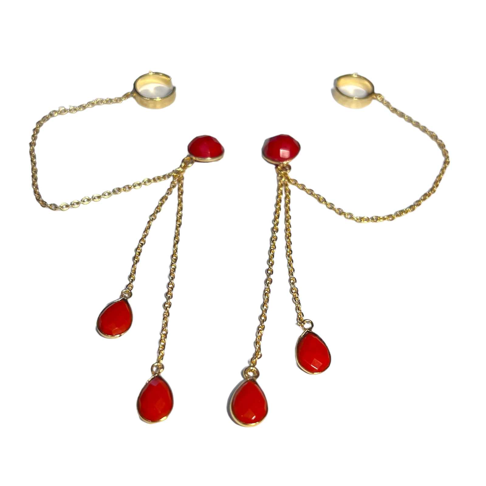 Guldbelagt ørering med sten