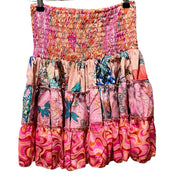 Kort silke patchwork nederdel 3