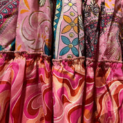 Kort silke patchwork nederdel 3