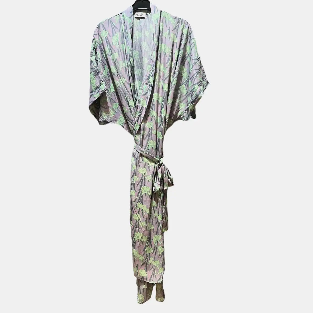 Lang Lysegrøn Silke Kimono 7.