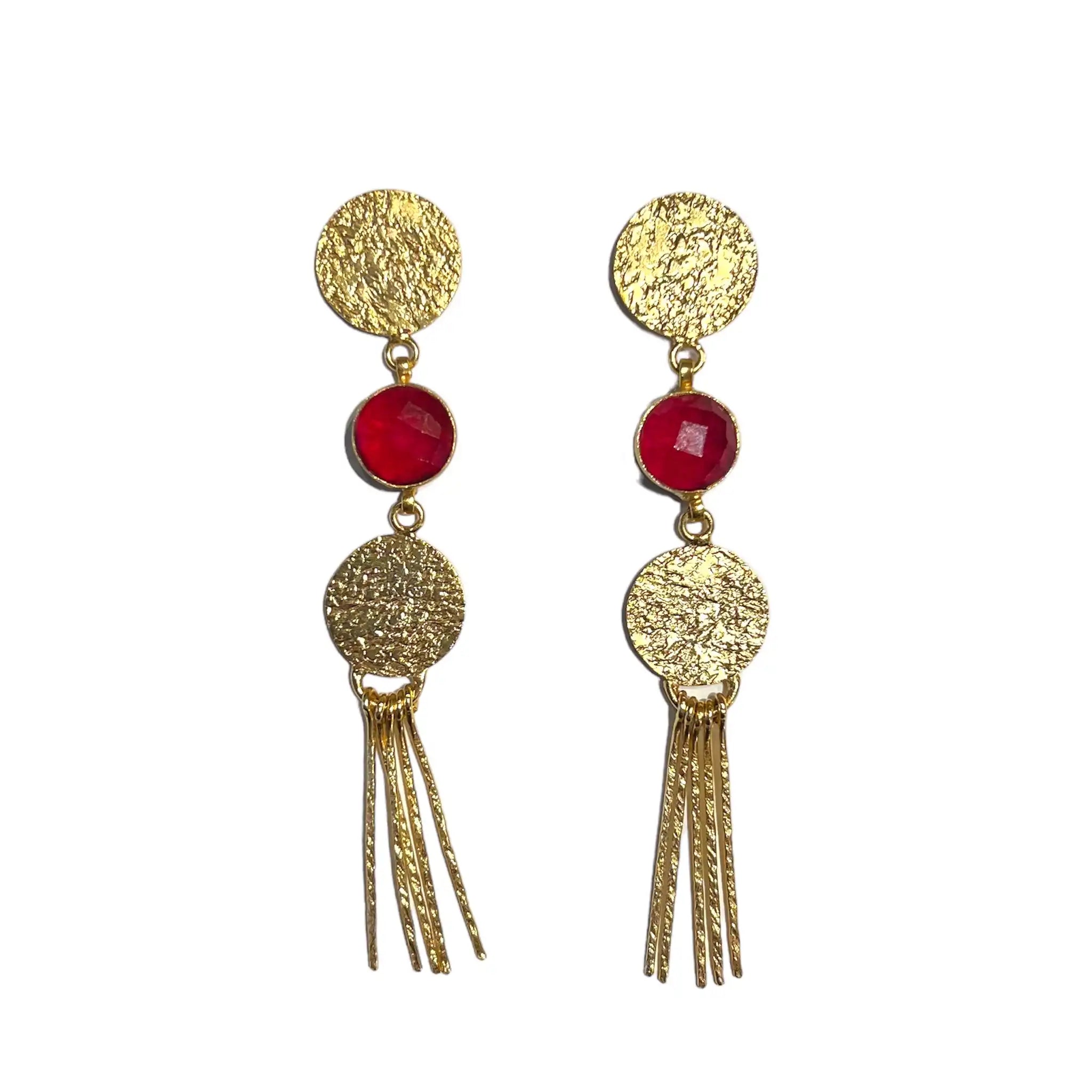 Guldbelagt ørering med sten