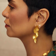 Øreringe guldbelagt 4 blade