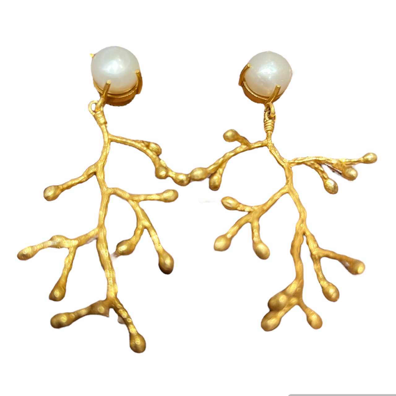 Øreringe guldbelagt med perle