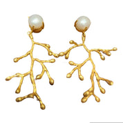 Øreringe guldbelagt med perle