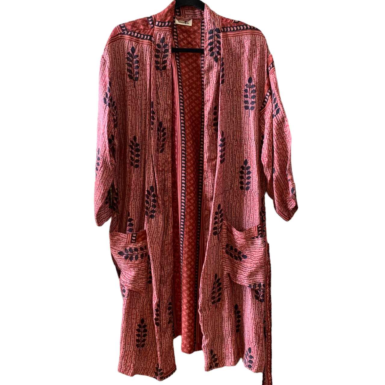 Silke kimono med lomme