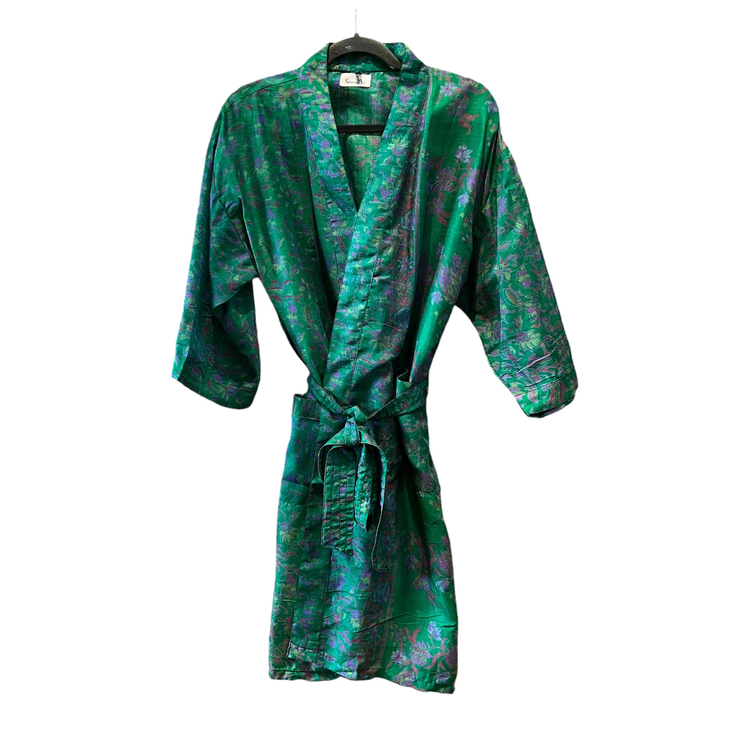 Silke kimono med lomme