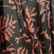 Lang Sort Blomstret Silke Kimono med guldtryk 10