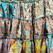 Kort silke patchwork nederdel 2