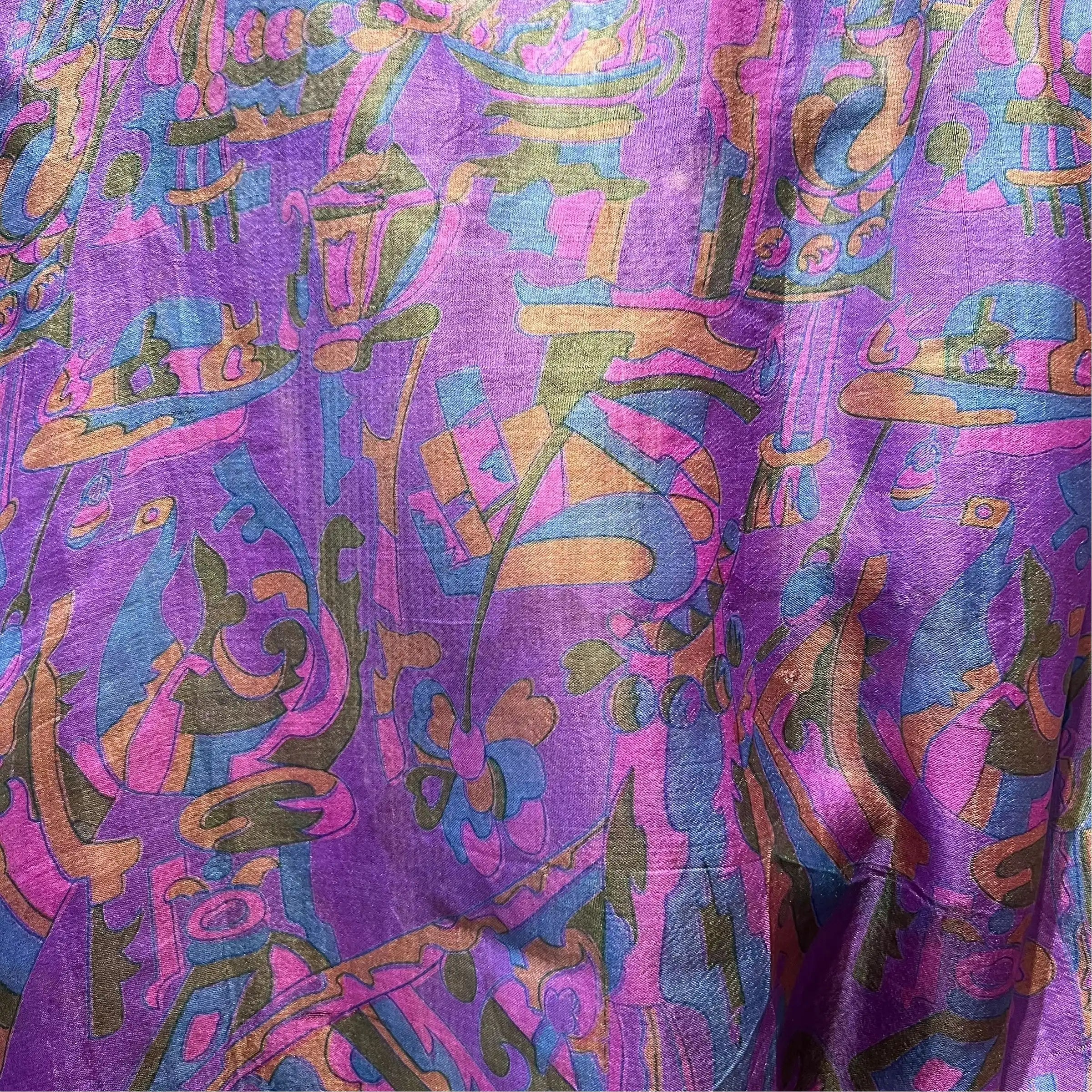 Silke kimono med lomme