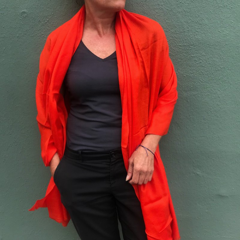 Cashmere Sjal - signalrød