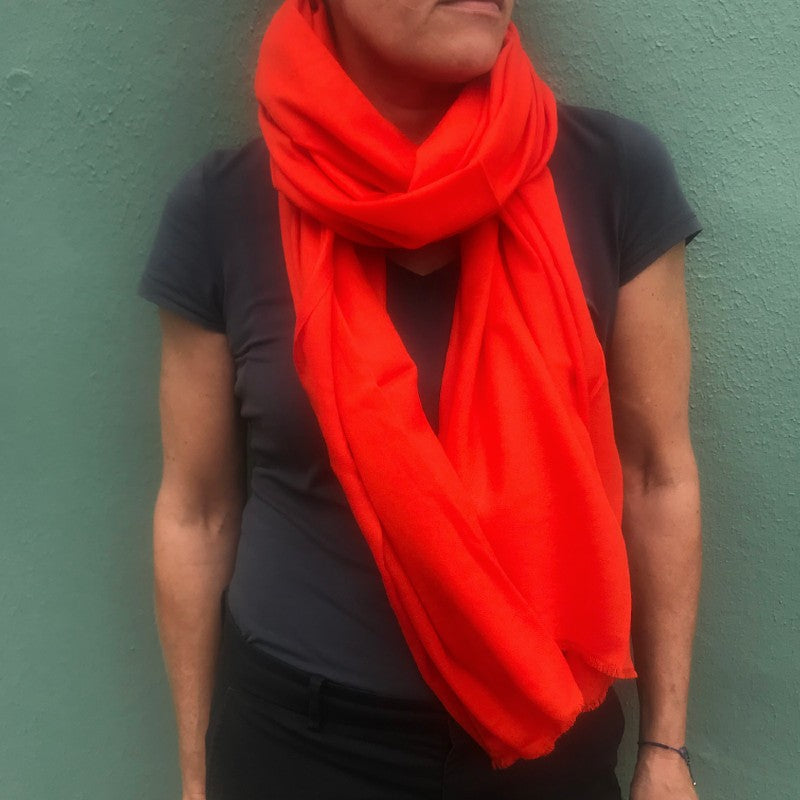 Cashmere Sjal - signalrød