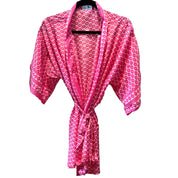 Kort silke kimono med bælte