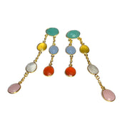 Øreringe guldbelagt med flerfarvede halvædelstene