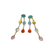 Øreringe guldbelagt med flerfarvede halvædelstene