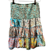 Kort silke patchwork nederdel 2