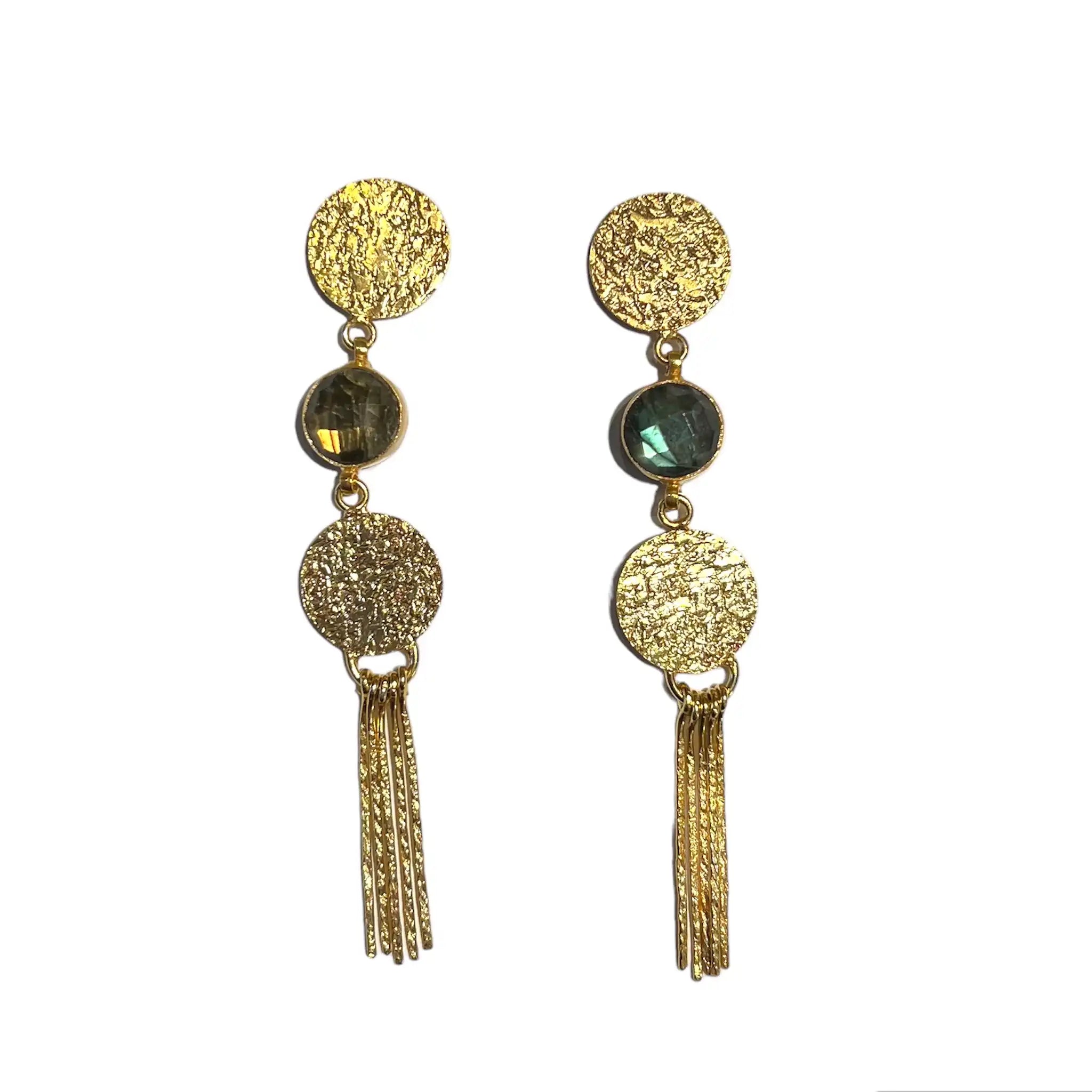 Guldbelagt ørering med sten