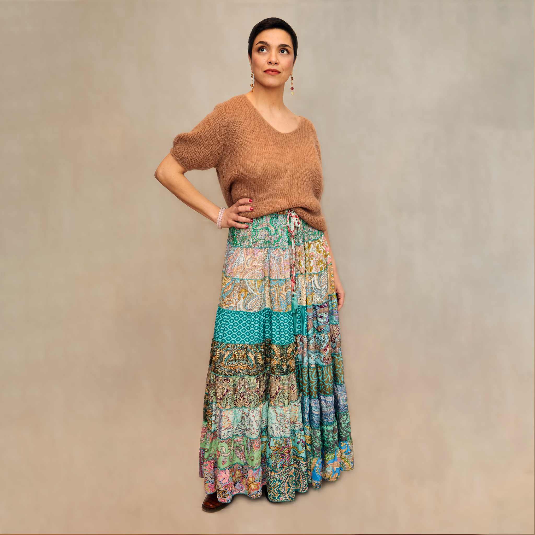 Silke patchwork nederdel