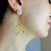 Øreringe guldbelagt med perle