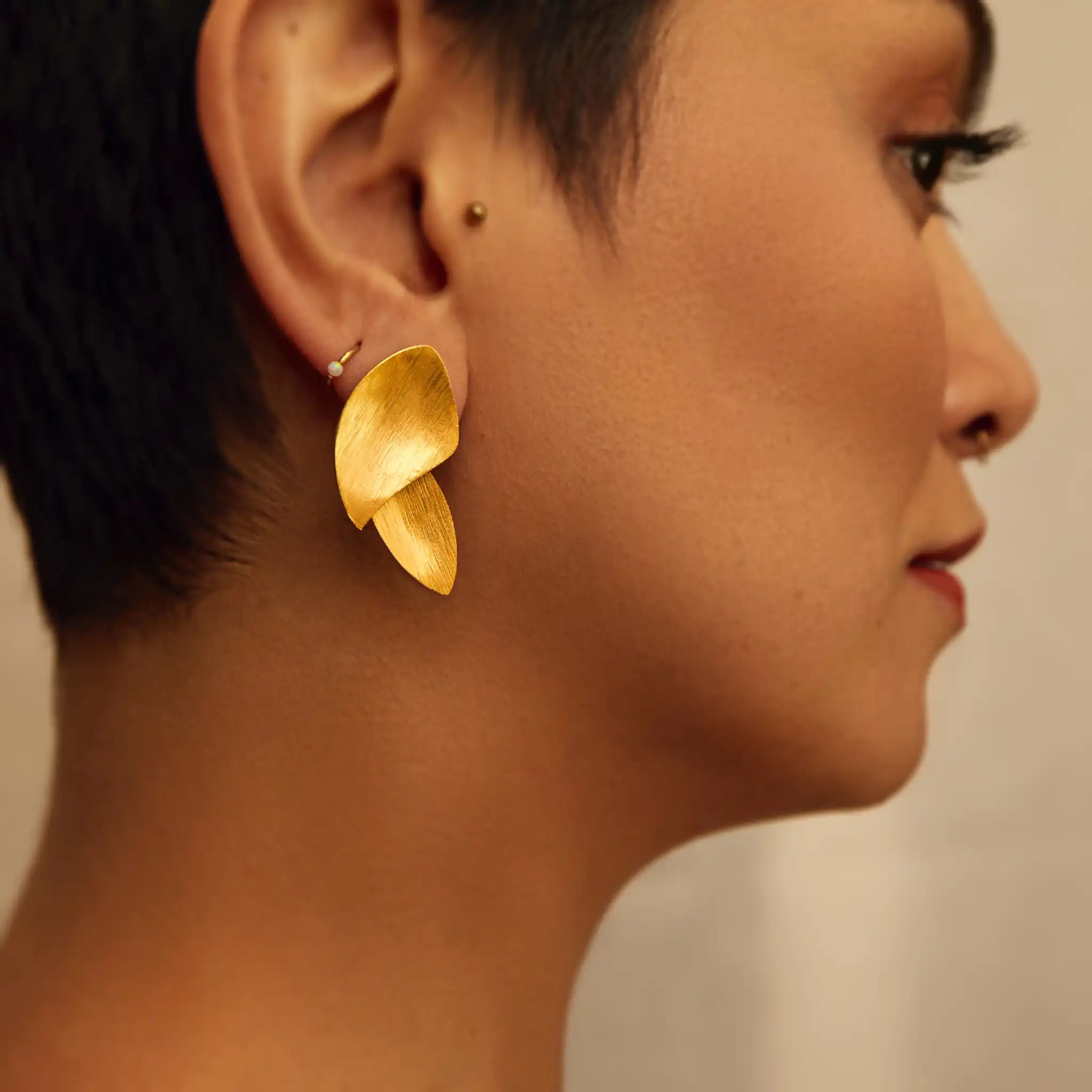 Øreringe guldbelagt drops