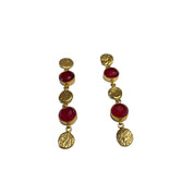 Guldbelagt ørering med rød  onyx
