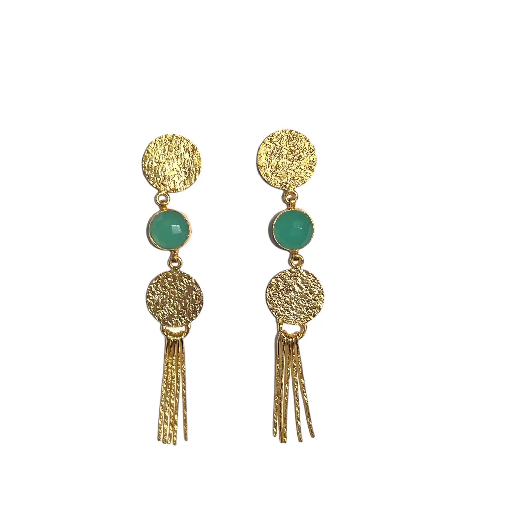 Guldbelagt ørering med sten