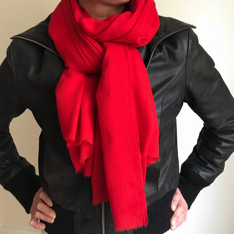 Sjal cashmere - rød