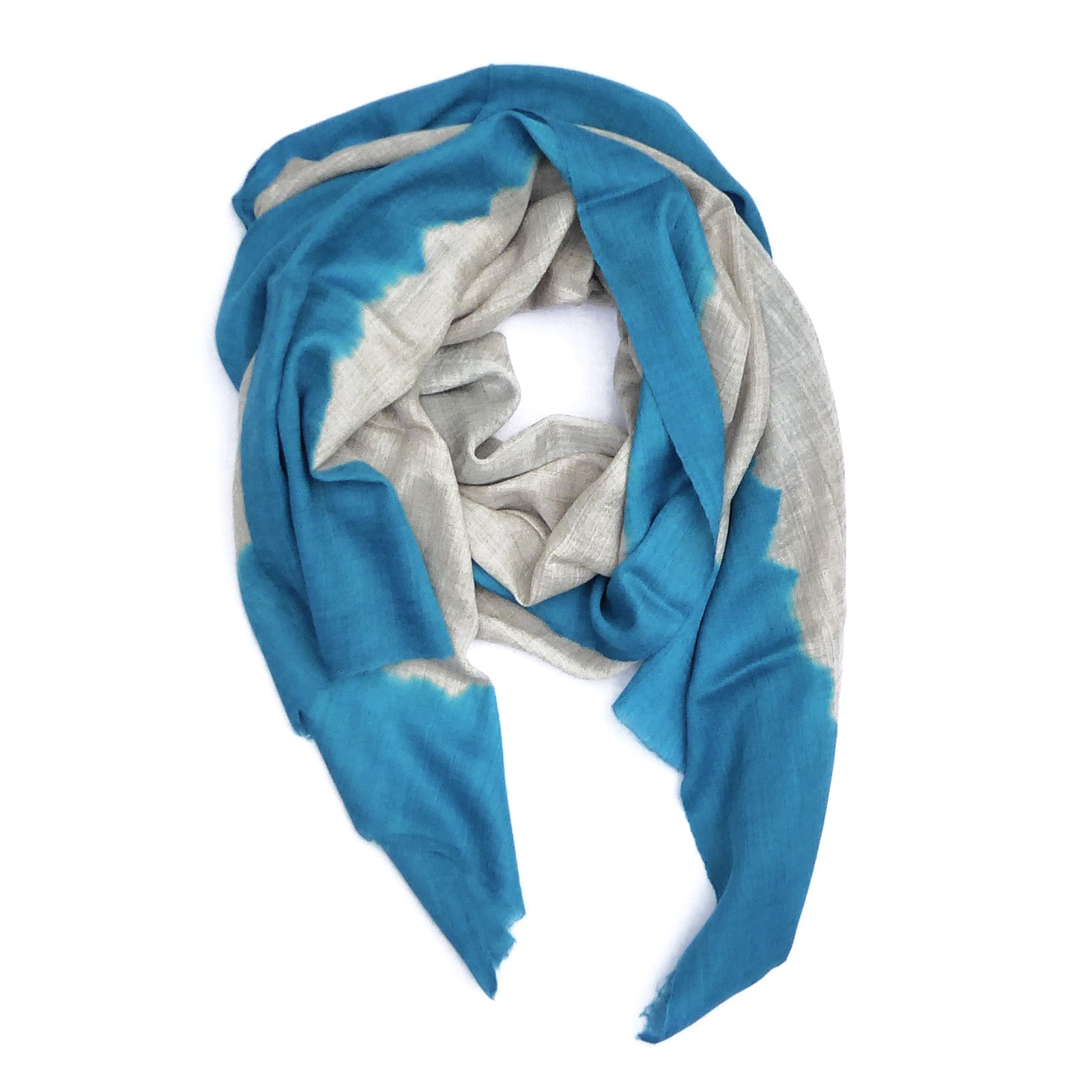 Cashmere Dip Dye Tørklæde - turkis