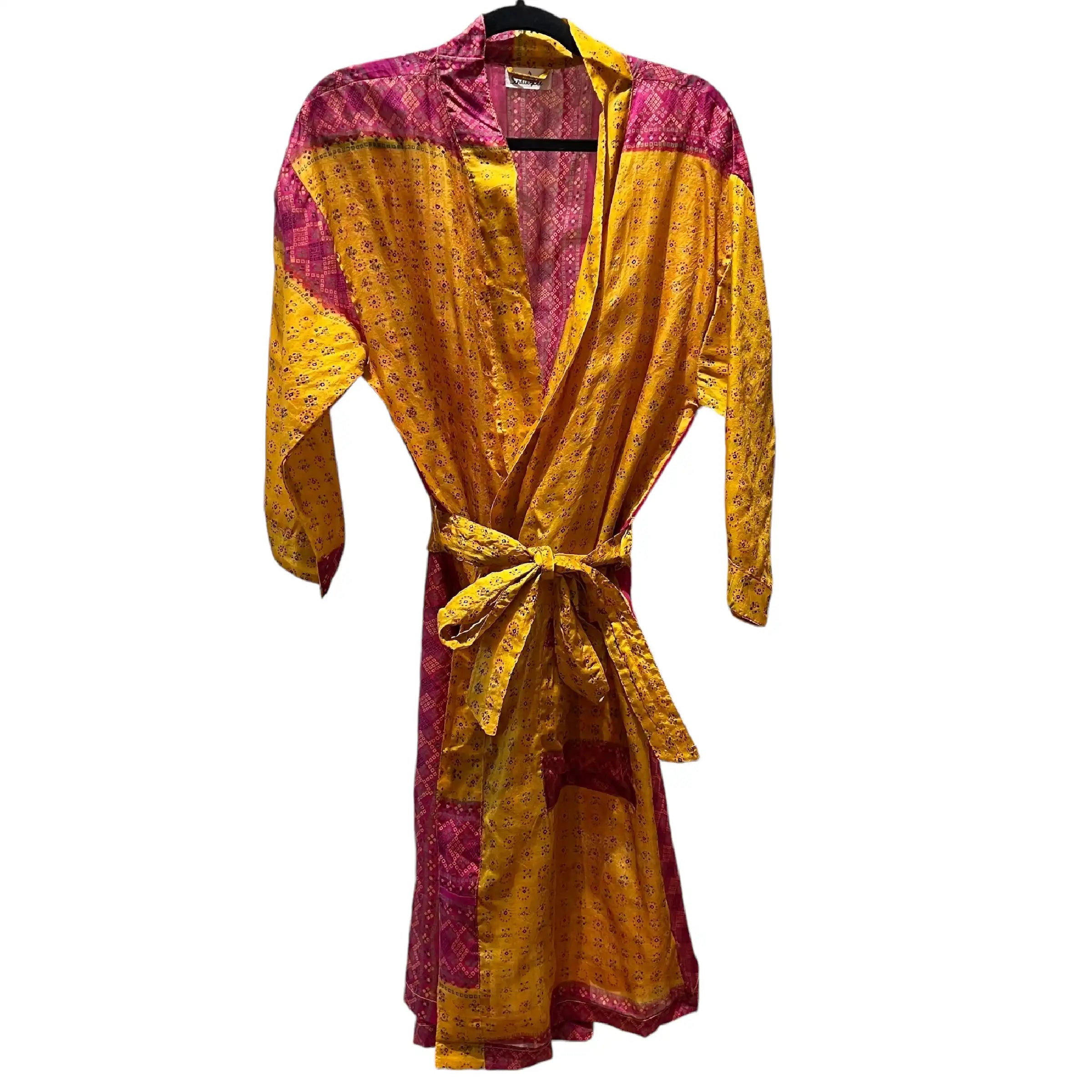 Silke kimono med lomme Golden Dream