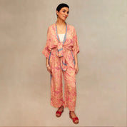 Pink flower Kimono sæt